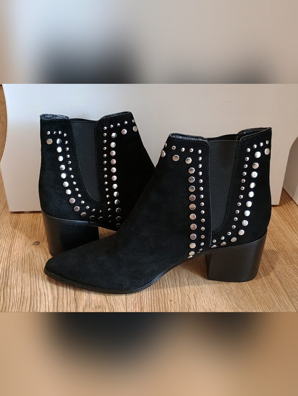 New Aldo Kiralia Studded Suede Black Booties Size 8.5
